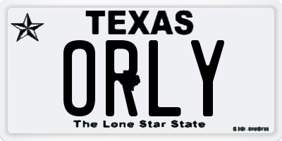 TX license plate ORLY