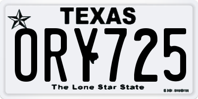 TX license plate ORY725