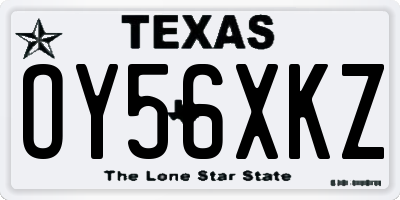 TX license plate OY56XKZ