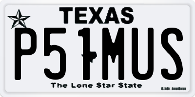 TX license plate P51MUS