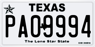 TX license plate PA09994