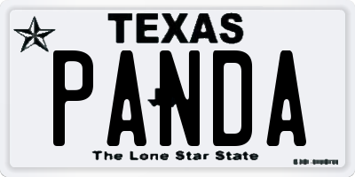 TX license plate PANDA