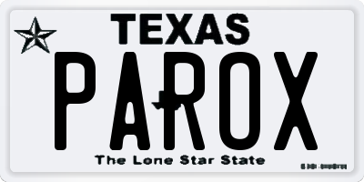 TX license plate PAROX