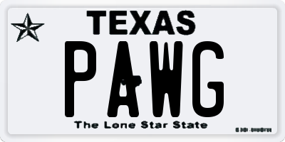 TX license plate PAWG