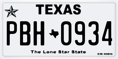 TX license plate PBH0934