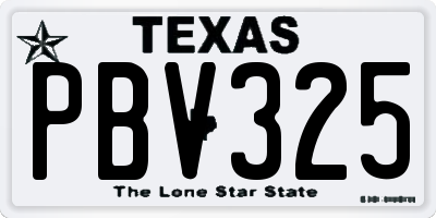 TX license plate PBV325