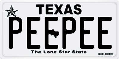 TX license plate PEEPEE