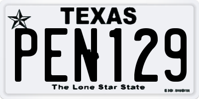 TX license plate PEN129