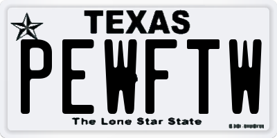 TX license plate PEWFTW