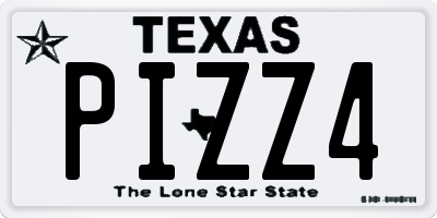 TX license plate PIZZ4