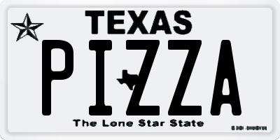 TX license plate PIZZA