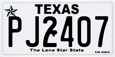 TX license plate PJ2407