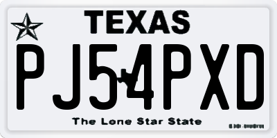 TX license plate PJ54PXD