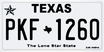 TX license plate PKF1260