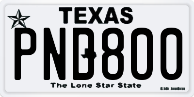 TX license plate PND800