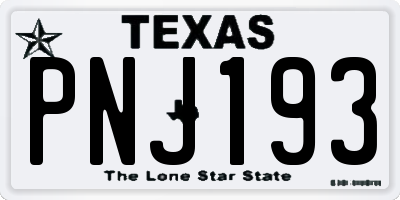 TX license plate PNJ193