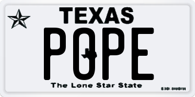 TX license plate POPE