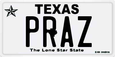 TX license plate PRAZ