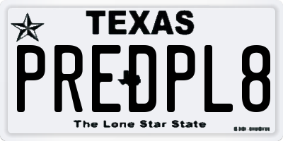 TX license plate PREDPL8