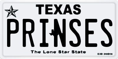 TX license plate PRINSES