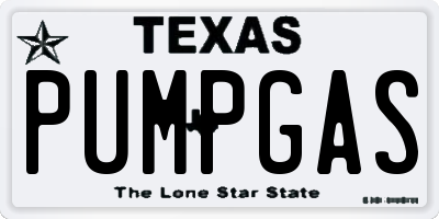 TX license plate PUMPGAS