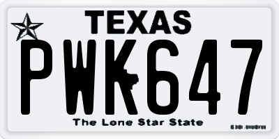 TX license plate PWK647