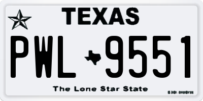 TX license plate PWL9551