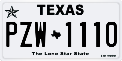 TX license plate PZW1110