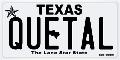 TX license plate QUETAL