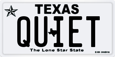 TX license plate QUIET