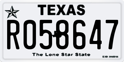 TX license plate R058647