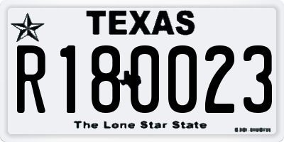 TX license plate R180023