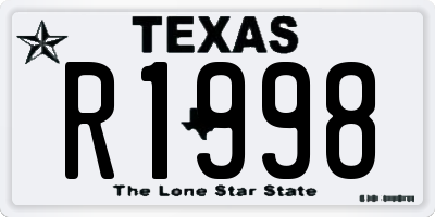 TX license plate R1998