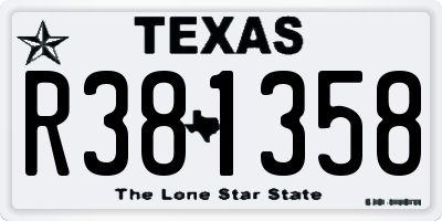 TX license plate R381358