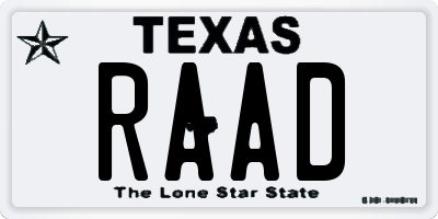 TX license plate RAAD