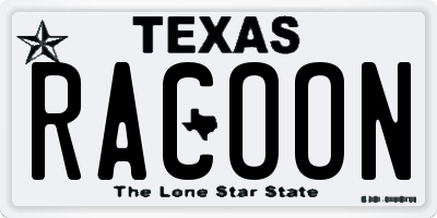 TX license plate RACOON