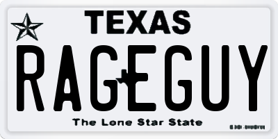 TX license plate RAGEGUY