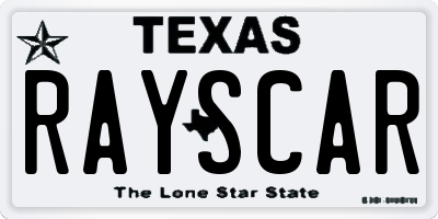 TX license plate RAYSCAR