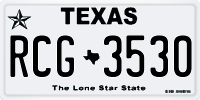 TX license plate RCG3530