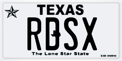 TX license plate RDSX