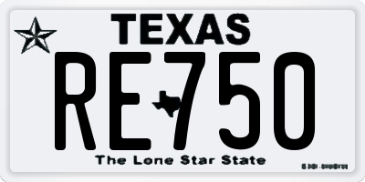 TX license plate RE750