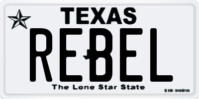 TX license plate REBEL