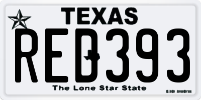 TX license plate RED393