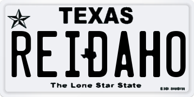 TX license plate REIDAHO