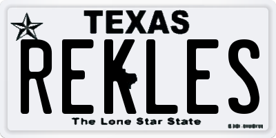 TX license plate REKLES