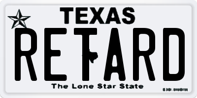 TX license plate RETARD