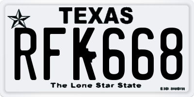 TX license plate RFK668