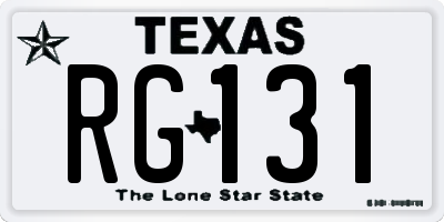 TX license plate RG131