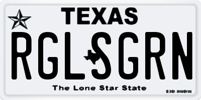 TX license plate RGLSGRN