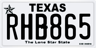 TX license plate RHB865